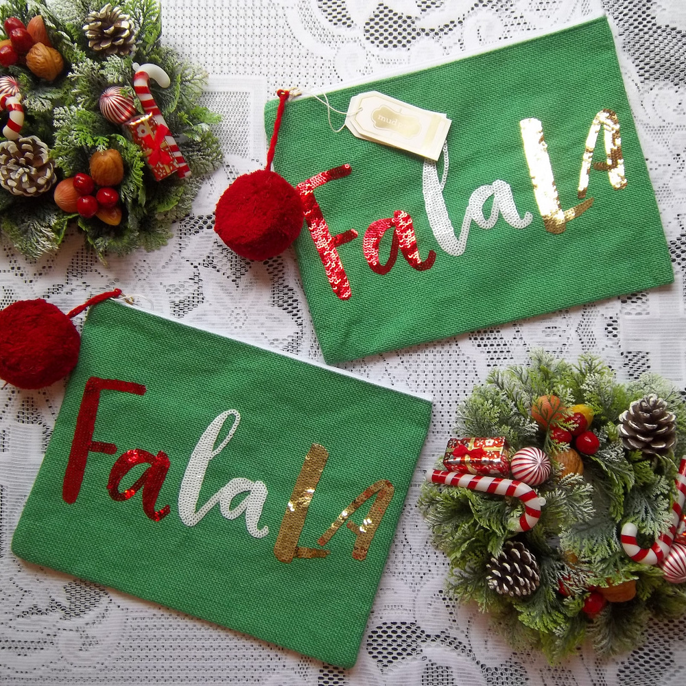 Mud Pie FalaLa Holiday  Burlap Bag